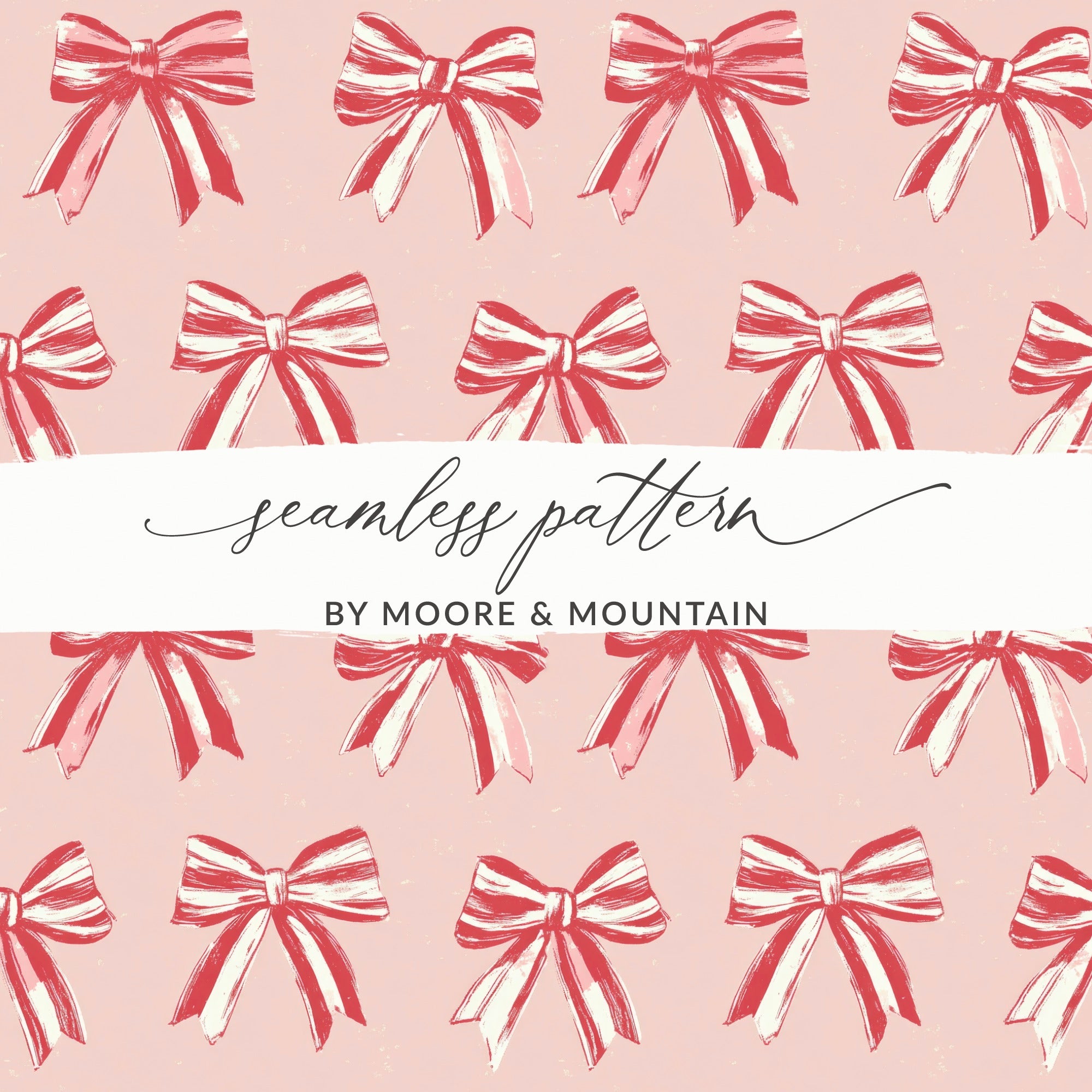 Seamless Coquette Bows Pattern Light Pink Background Digital