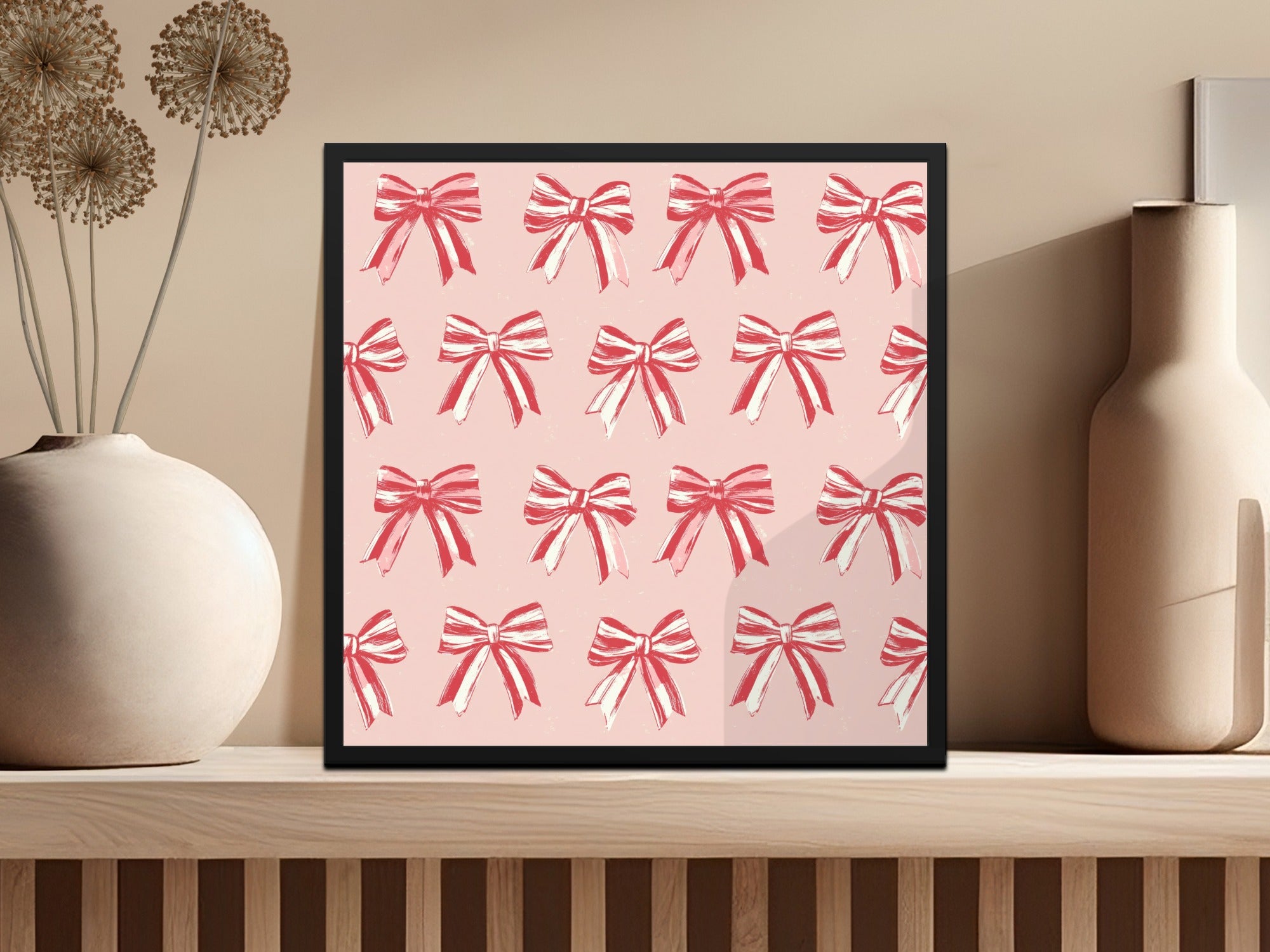 Seamless Coquette Bows Pattern Light Pink Background Digital