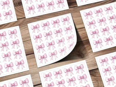 Seamless Coquette Heart Bows Pattern Light Pink Digital