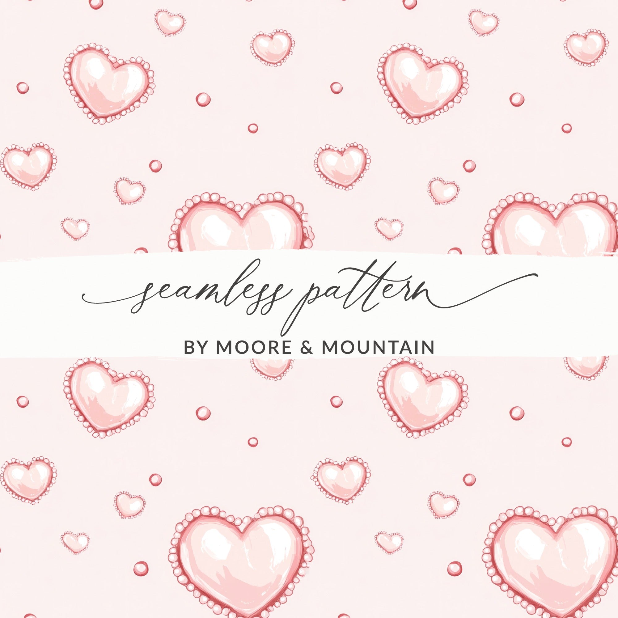 Seamless Coquette Hearts On Light Pink Pattern Digital