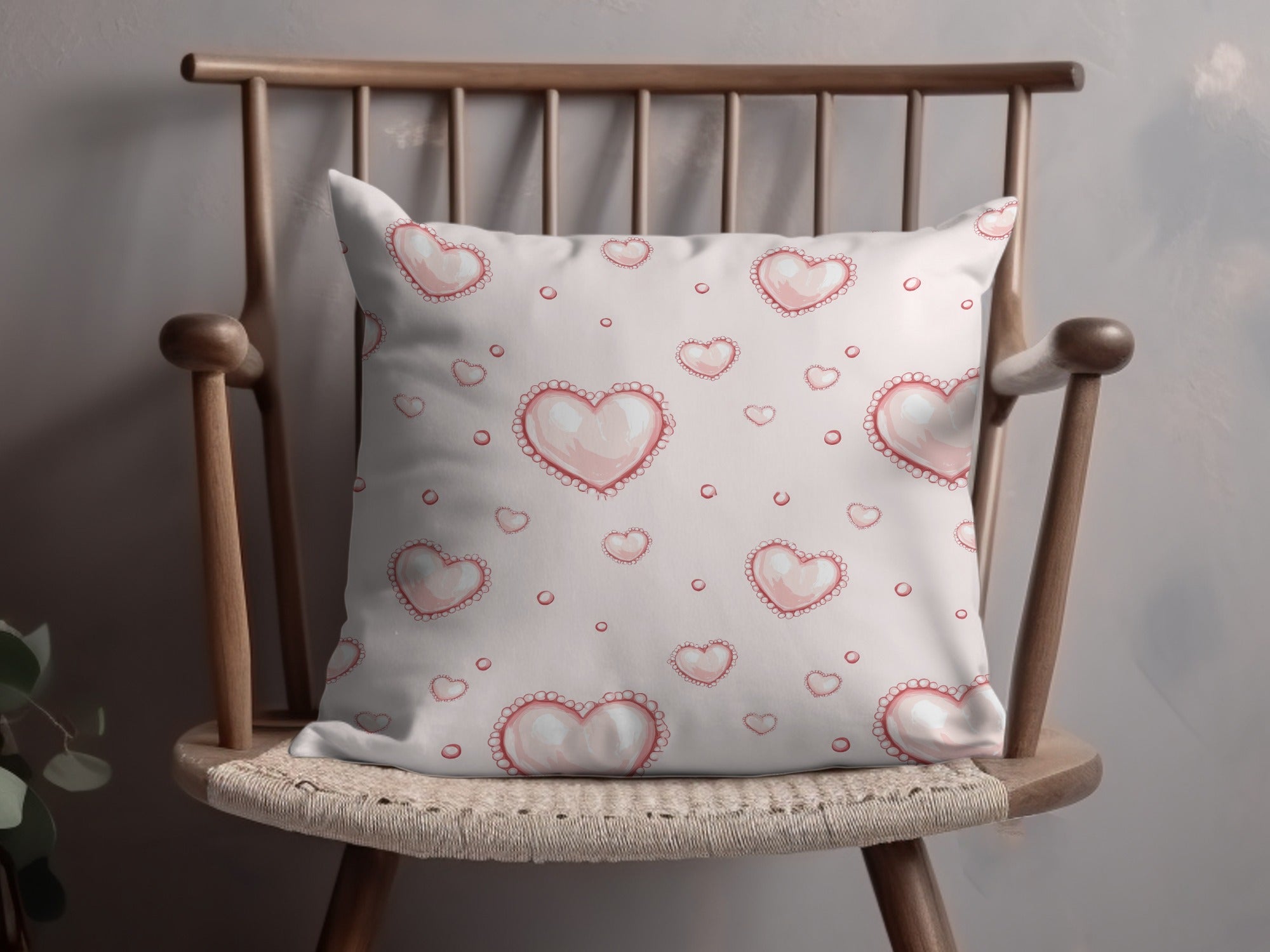 Seamless Coquette Hearts On Light Pink Pattern Digital