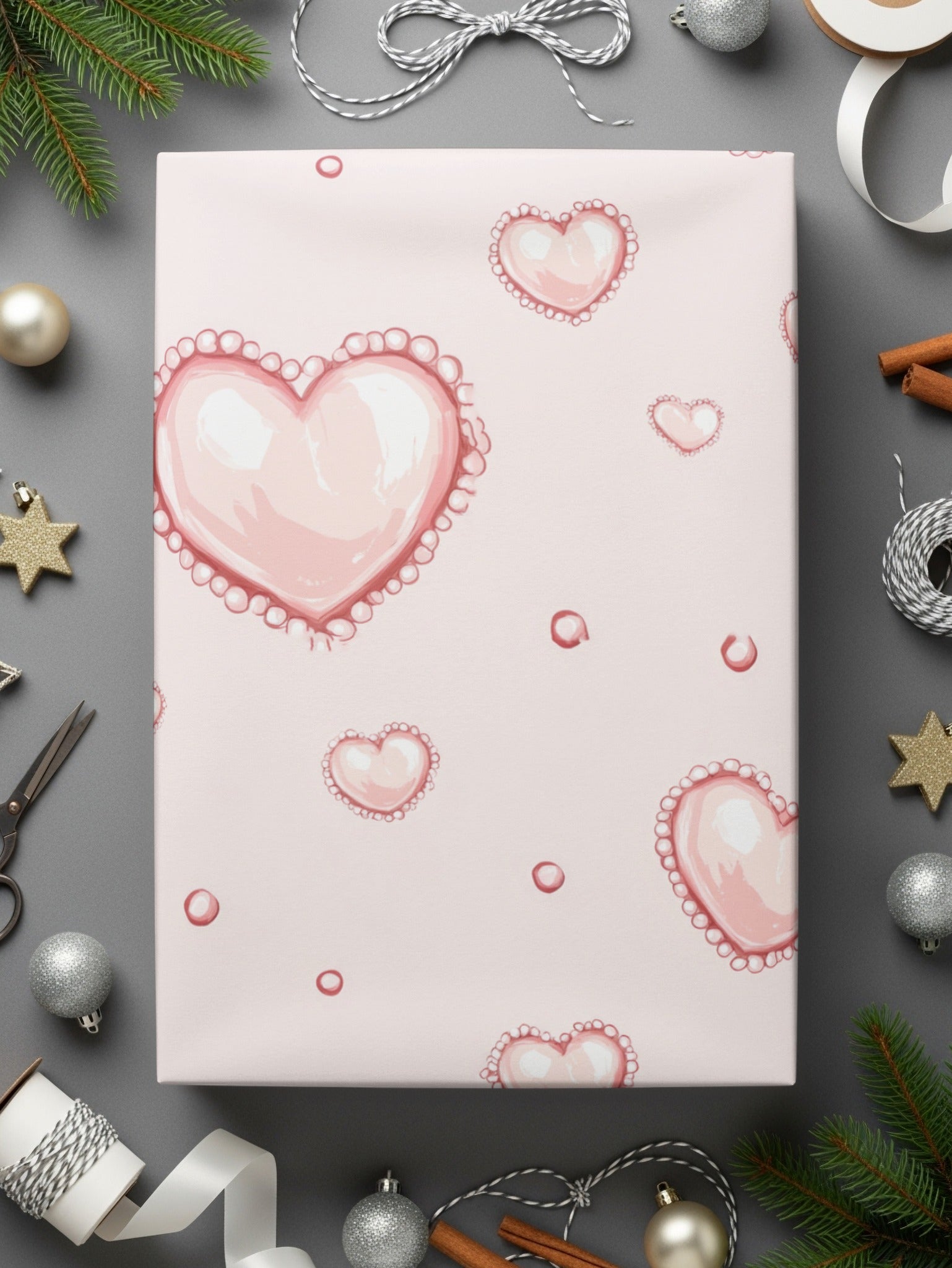Seamless Coquette Hearts On Light Pink Pattern Digital