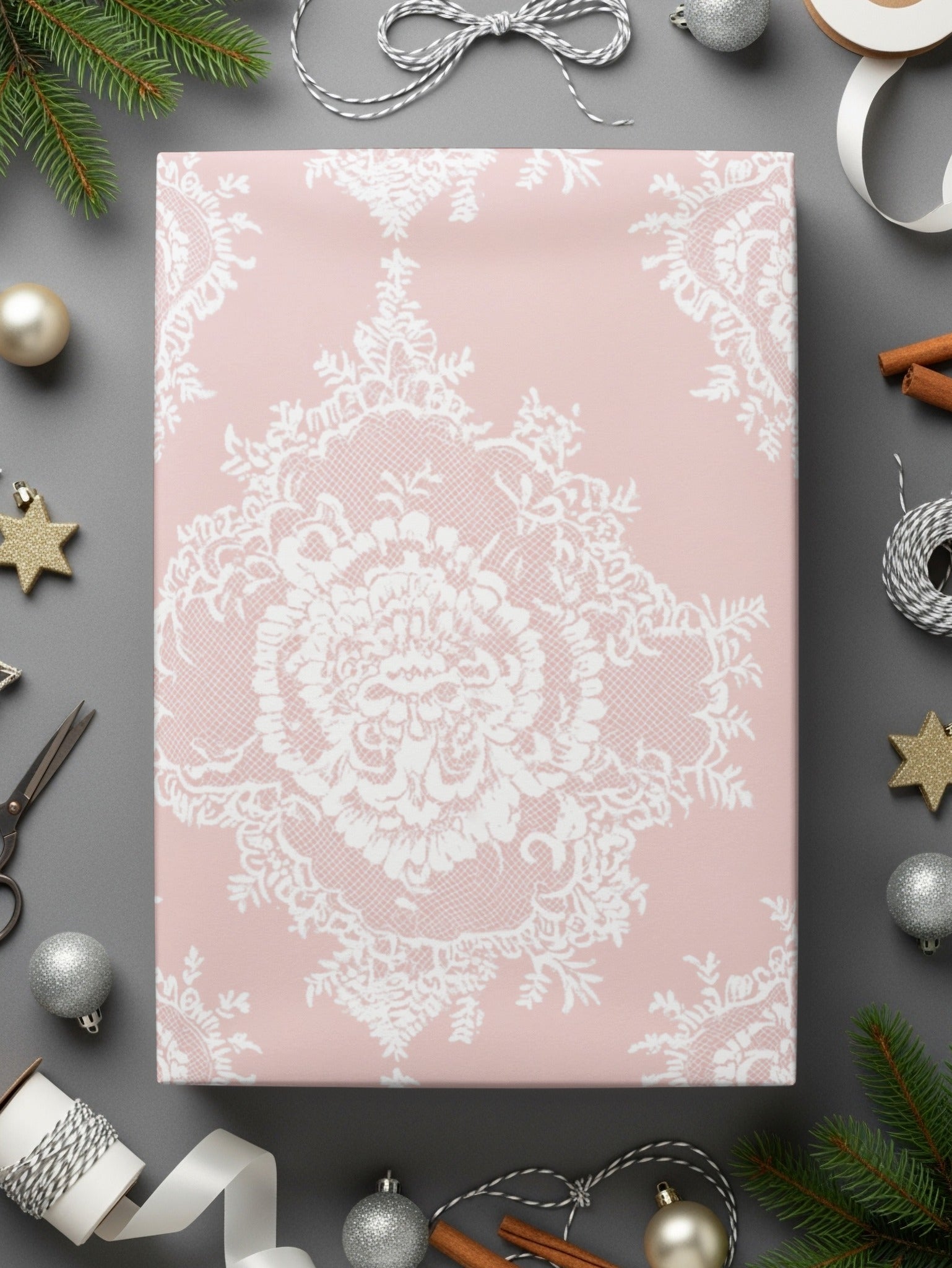 Seamless Coquette Lace Pattern Light Pink Digital Design