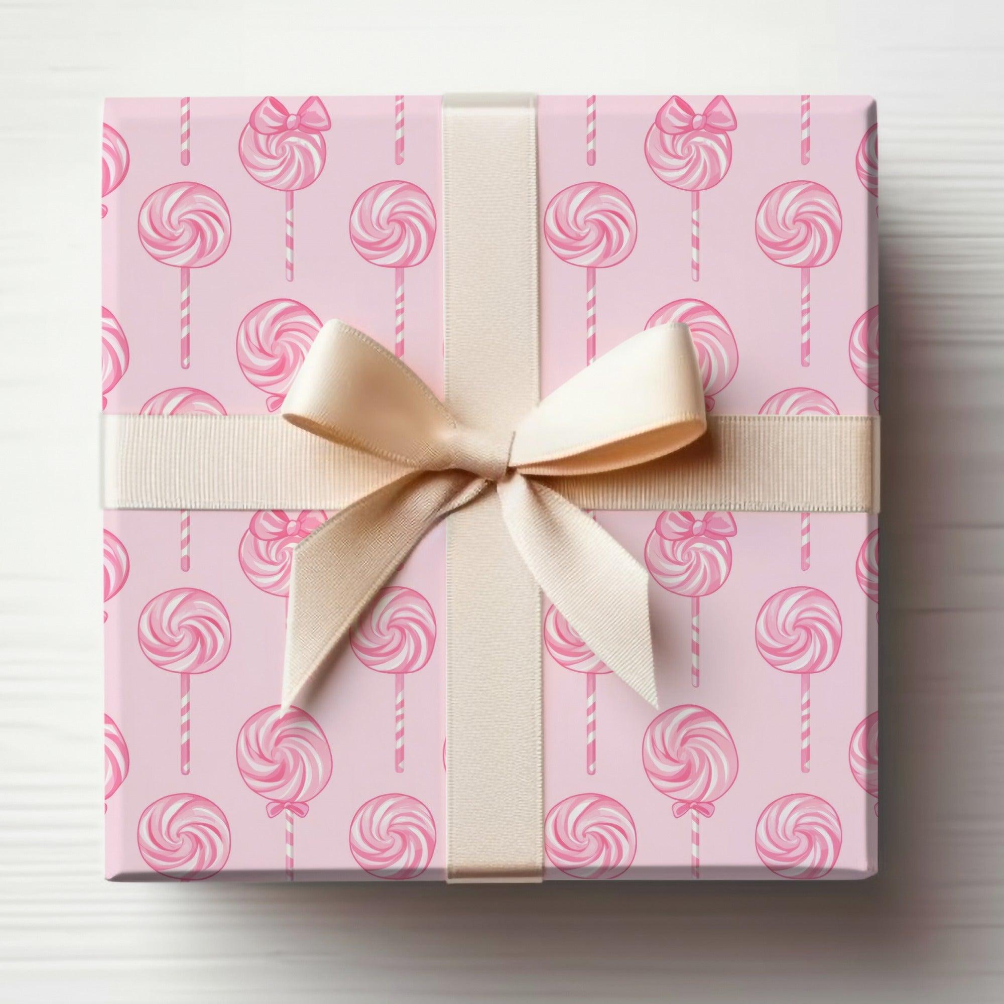 Seamless Coquette Lollipop Swirls Light Pink Delight Digital