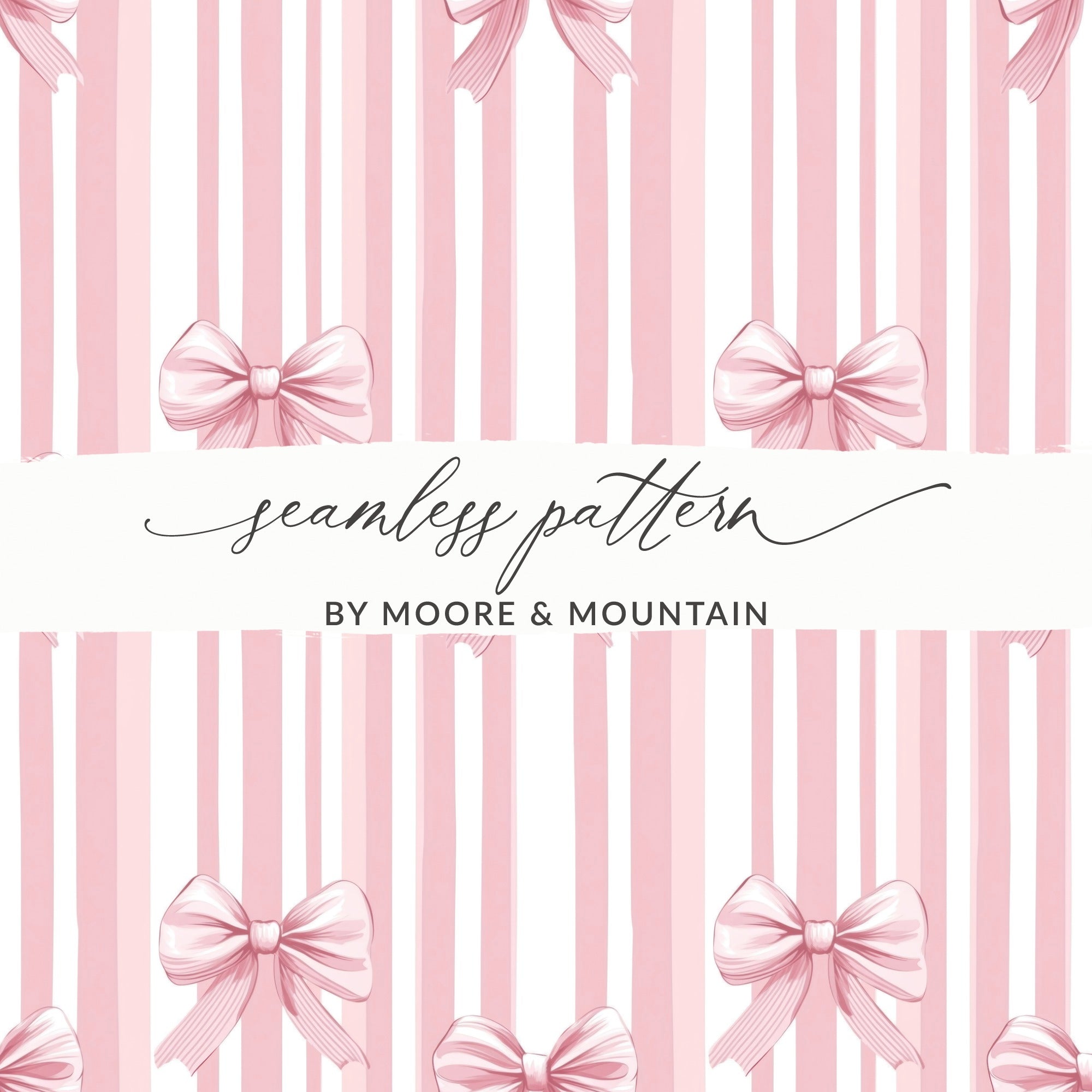 Seamless Coquette Pattern with Bows Light Pink Background