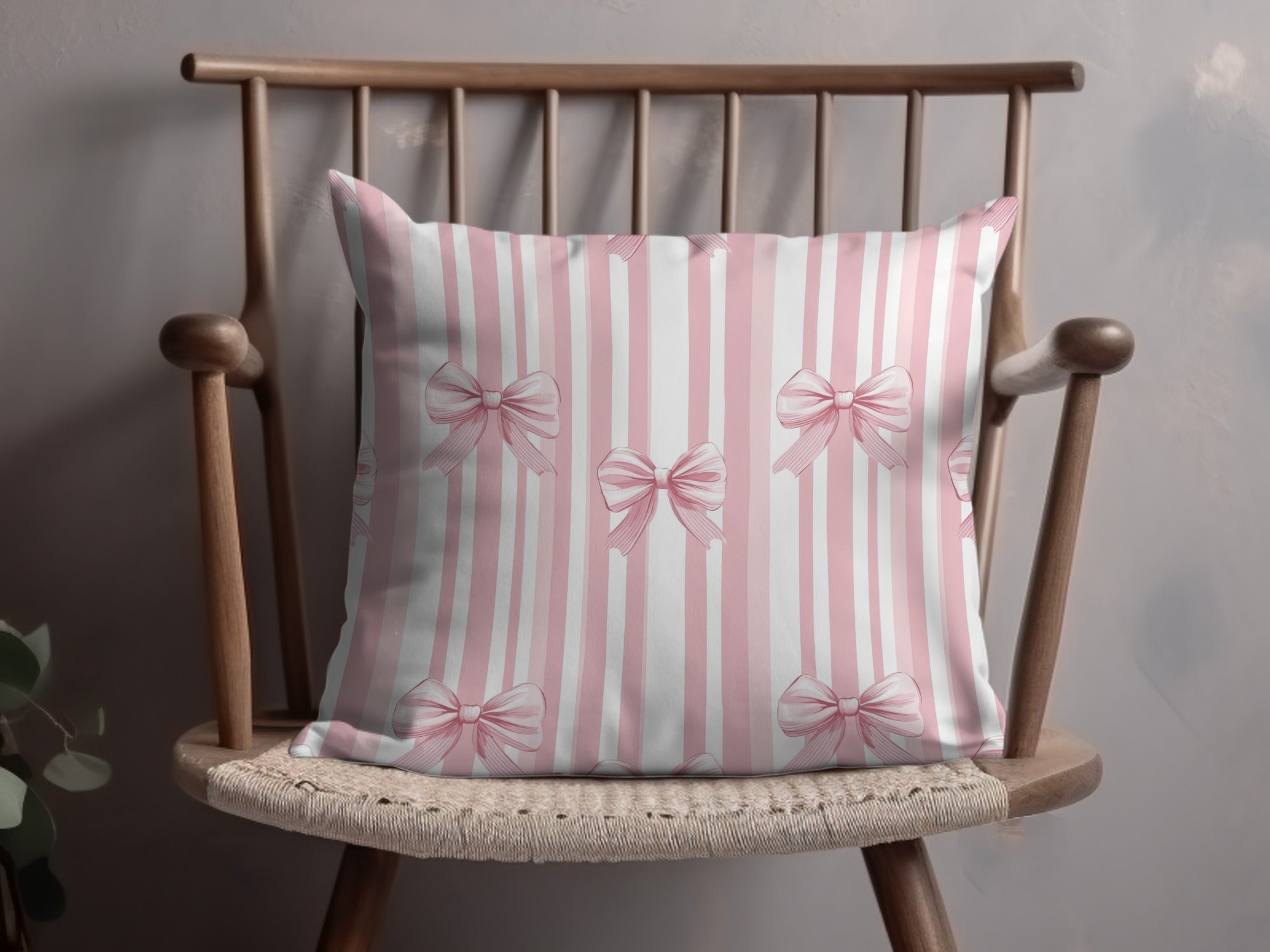 Seamless Coquette Pattern with Bows Light Pink Background