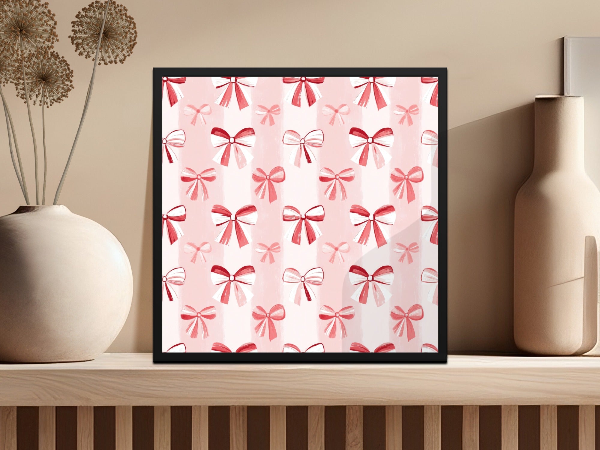Seamless Coquette Pattern with Bows on Light Pink Texture
