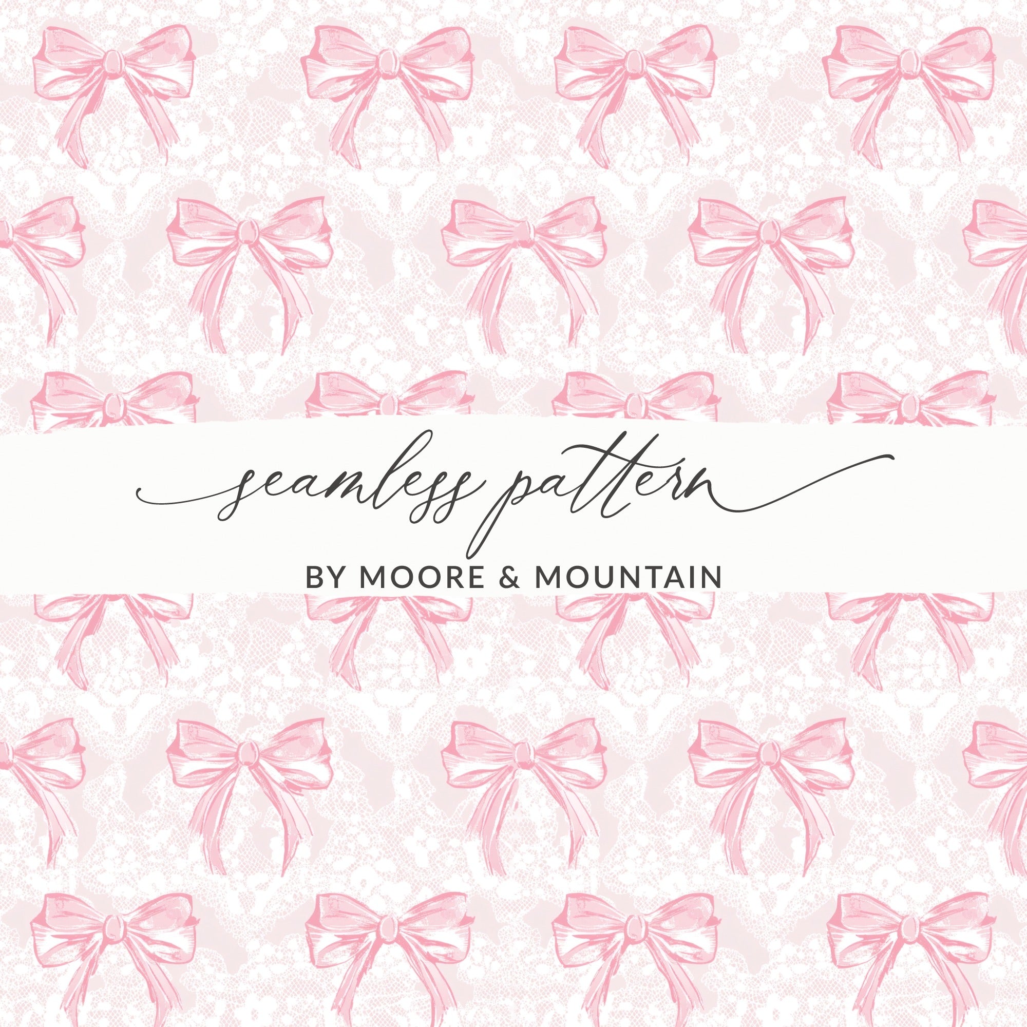 Seamless Coquette Pink Bows Pattern With Lace Background Digital