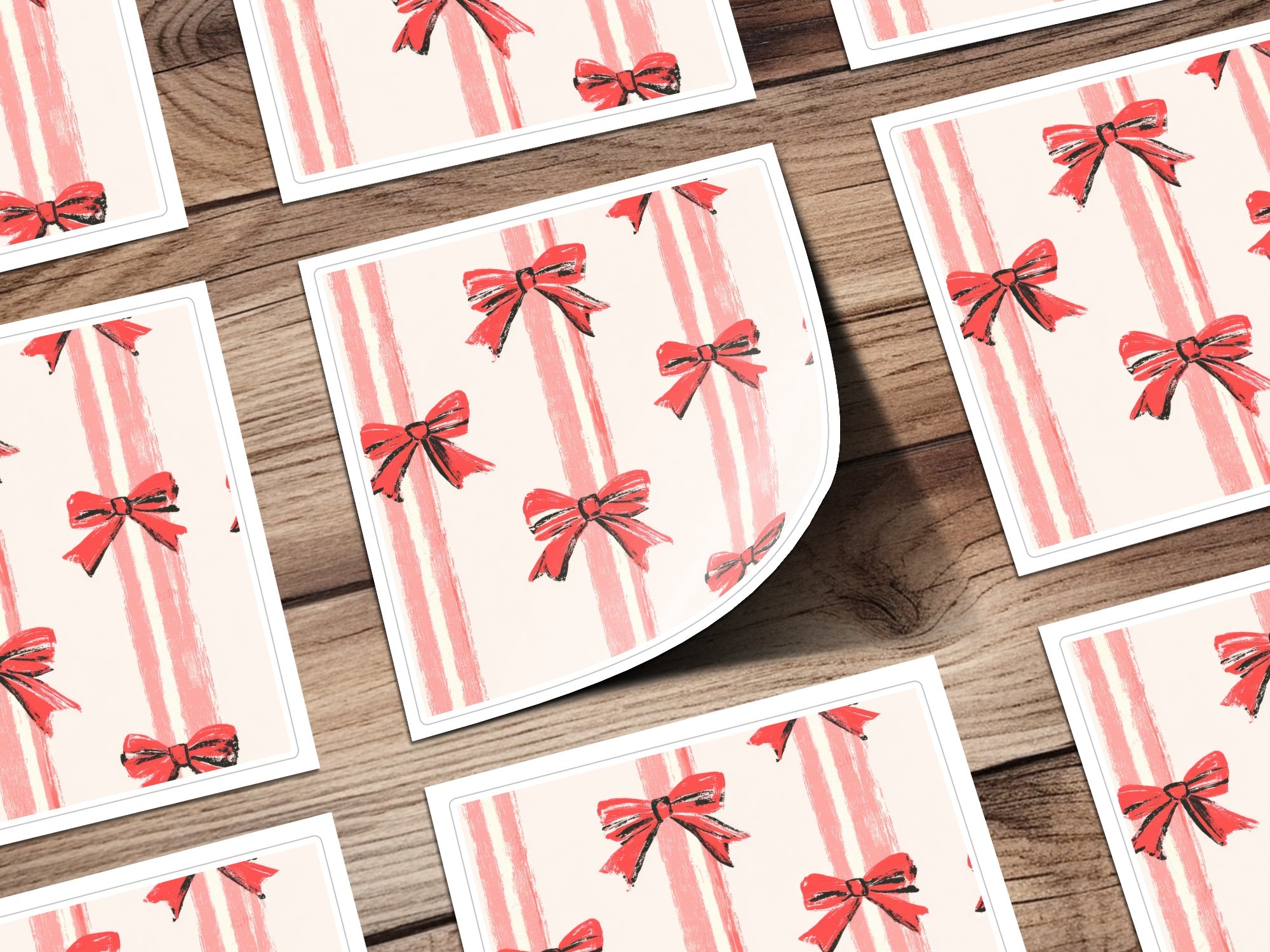 Seamless Coquette Pink Stripes and Bows Pattern Digital