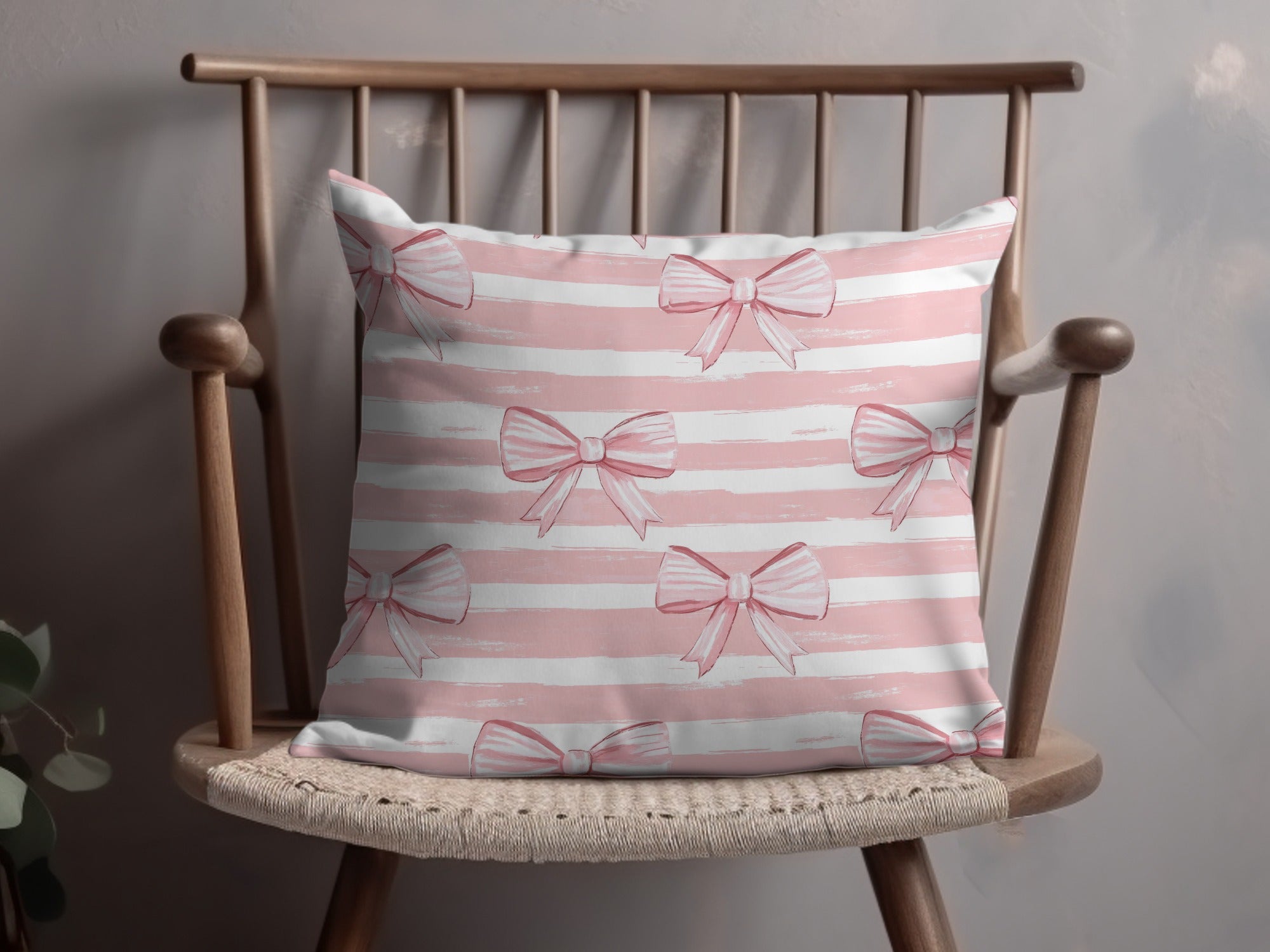 Seamless Coquette Pink Stripes with Bows Pattern Digital
