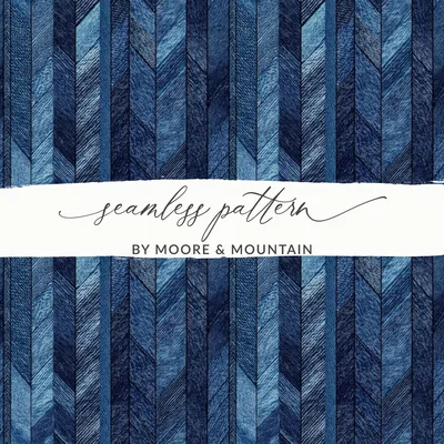 Seamless Denim Blue Jeans Chevron Pattern Digital