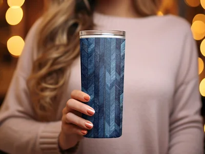 Seamless Denim Blue Jeans Chevron Pattern Digital