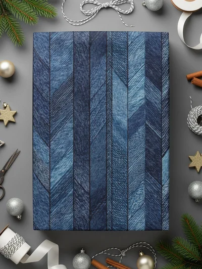 Seamless Denim Blue Jeans Chevron Pattern Digital