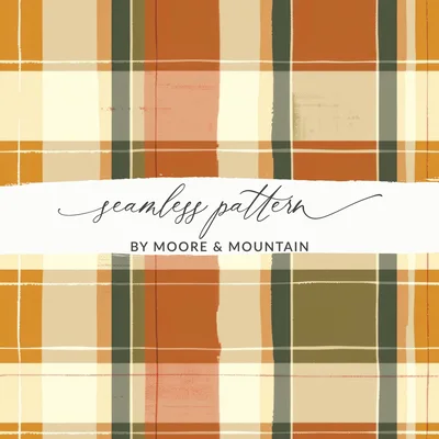 Seamless Fall Buffalo Check Pattern, Autumn Plaid Digital, Digital Paper, Tumblers, Fabric, Wrapping Paper