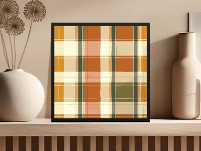 Seamless Fall Buffalo Check Pattern, Autumn Plaid Digital, Digital Paper, Tumblers, Fabric, Wrapping Paper
