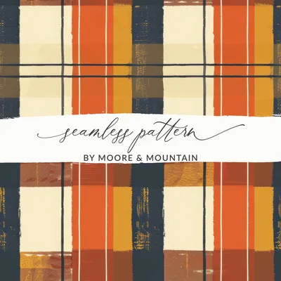 Seamless Fall Buffalo Check Pattern, Autumn Plaid Digital Download, Plaid Design for Tumblers, Fabric Printing, Phone Cases