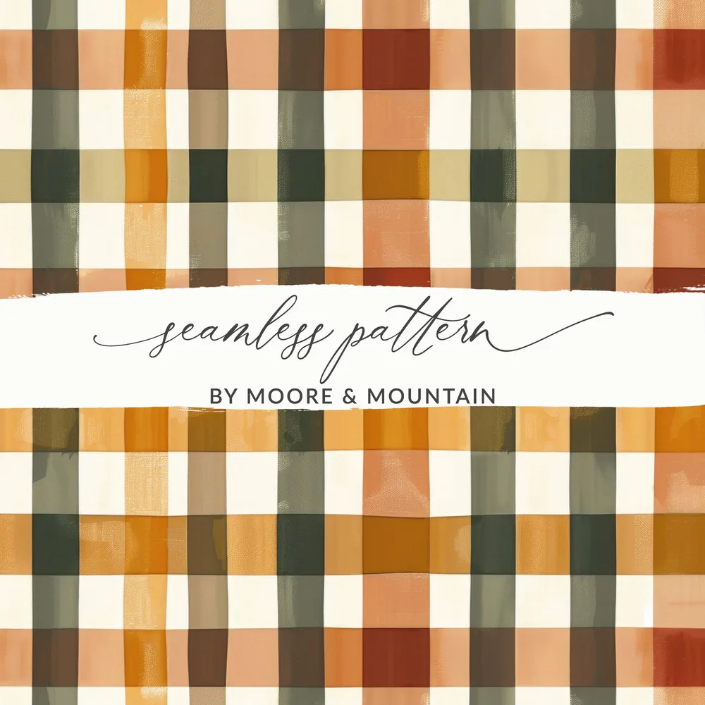 Seamless Fall Buffalo Check Pattern, Autumn Plaid Digital Paper, Fall Plaid Background, Seamless Patterns for Tumblers