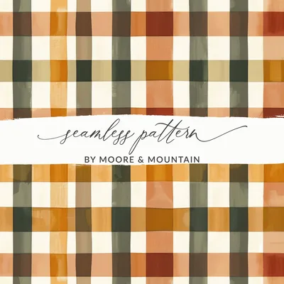 Seamless Fall Buffalo Check Pattern, Autumn Plaid Digital Paper, Fall Plaid Background, Seamless Patterns for Tumblers