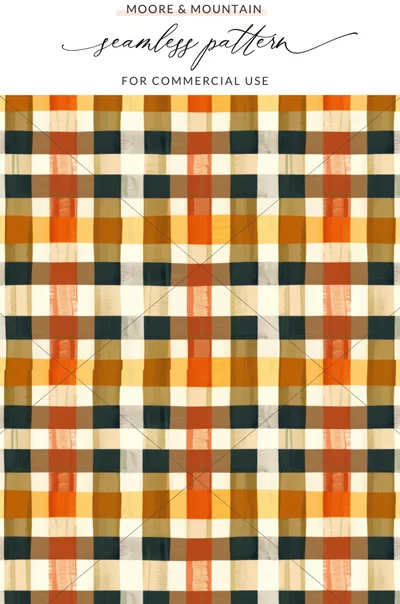Seamless Fall Buffalo Check Pattern, Autumn Plaid Digital Paper, Fall Plaid Seamless Pattern, Plaid for Tumblers, Boutique Owners, Fabric