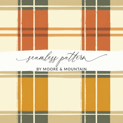 Seamless Fall Buffalo Check Pattern, Autumn Plaid Digital Paper, Seamless Patterns for Fabric, Phone Cases, Small Shop Owners Digital