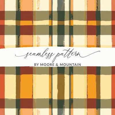 Seamless Fall Buffalo Check Pattern, Autumn Plaid, Digital Seamless Patterns for Fabric, Seamless Patterns for Tumblers