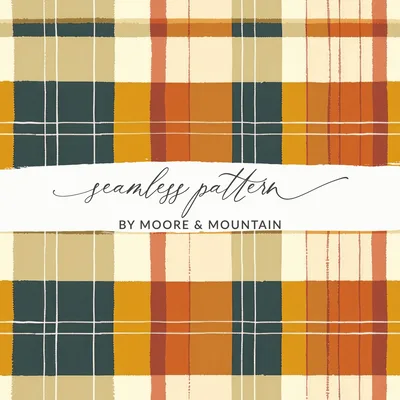 Seamless Fall Buffalo Check Pattern, Autumn Plaid, Fall Plaid Digital Paper, Seamless Patterns for Fabric, Tumblers, Shopify, Wrapping Paper