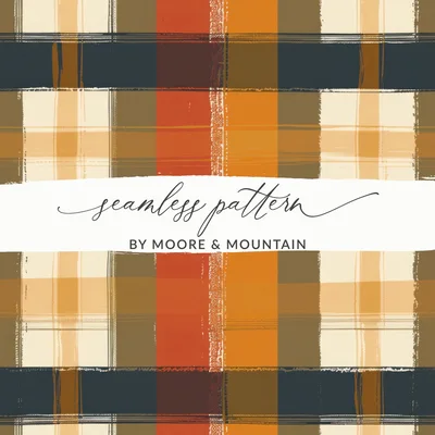 Seamless Fall Buffalo Check Pattern, Digital Paper, Autumn Plaid Design, Fabric Pattern, Tumbler Wrap Design, Boutique Owner Resource