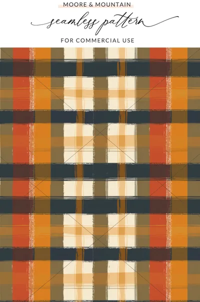 Seamless Fall Buffalo Check Pattern, Digital Paper, Autumn Plaid Design, Fabric Pattern, Tumbler Wrap Design, Boutique Owner Resource