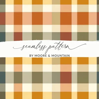 Seamless Fall Buffalo Check Pattern, Digital Paper, Autumn Plaid, Fabric Design, Tumbler Design, Digital Download