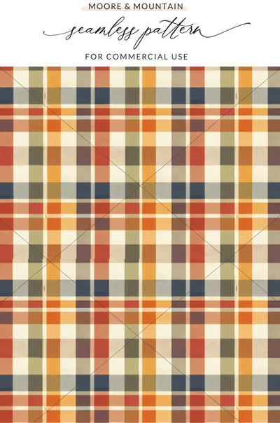 Seamless Fall Buffalo Check Pattern, Digital Paper, Autumn Plaid, Fall Plaid, Seamless Patterns for Tumblers, Digital Download
