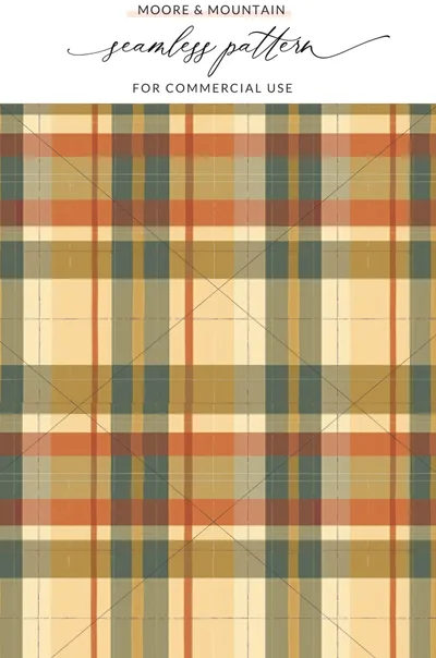 Seamless Fall Buffalo Check Pattern, Digital Plaid Pattern, Autumn Plaid, Fabric Pattern, Wrapping Paper, Tumbler Design, Shopify