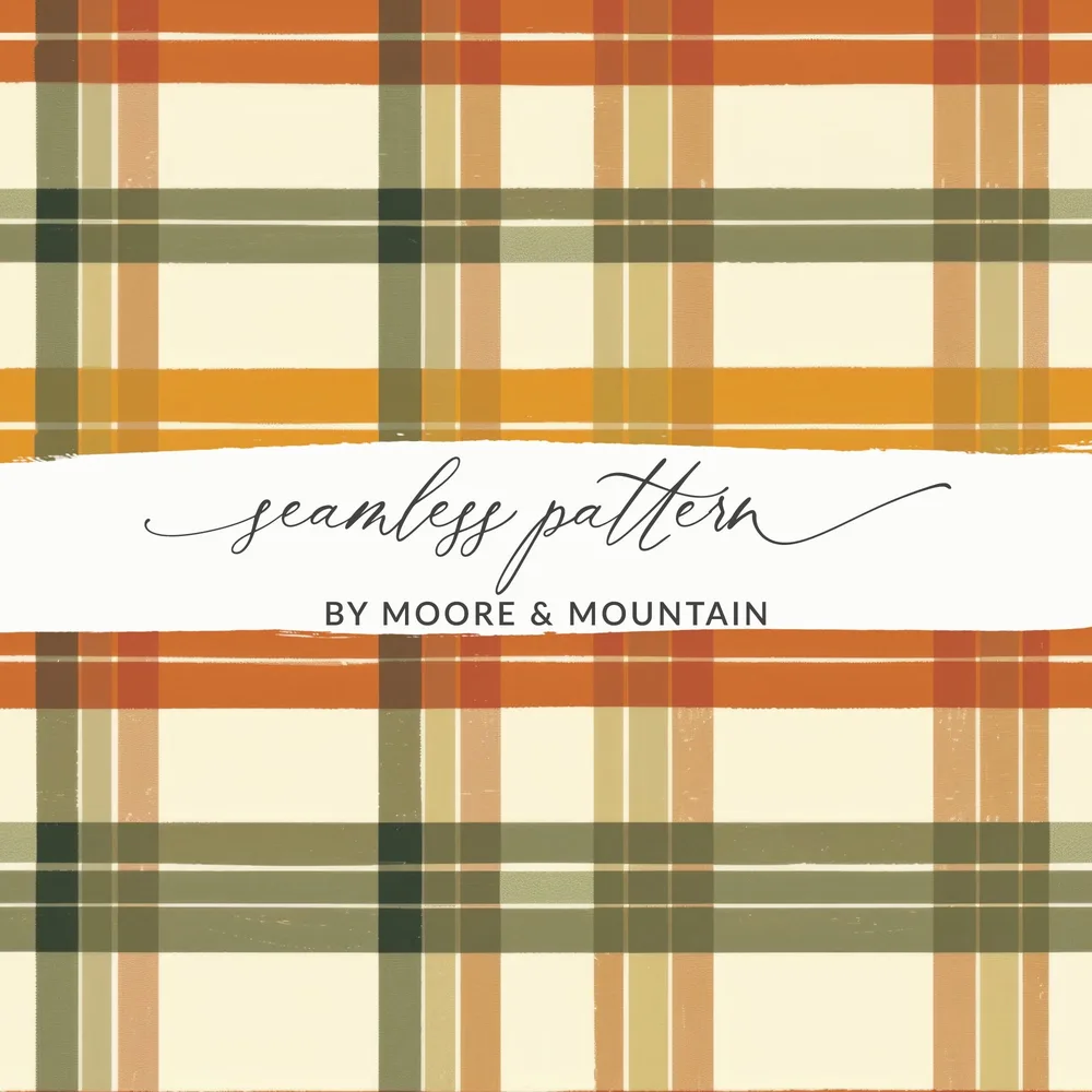 Seamless Fall Buffalo Check Pattern, Plaid Digital Paper, Autumn Plaid Design, Seamless Patterns for Fabric, Boutique Owners