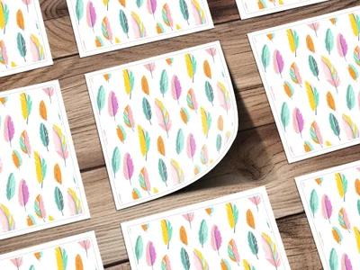 Seamless Feathers Pattern Vibrant Colored Feather Arrangement Design Digital