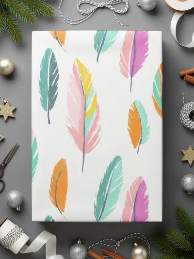 Seamless Feathers Pattern Vibrant Colored Feather Arrangement Design Digital