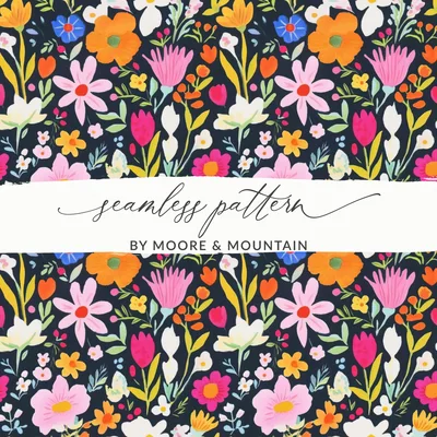 Maximalist Seamless Pattern Dark Floral