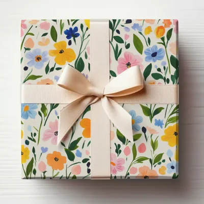 Seamless Flower Field, Painted Acrylic Spring Flower Pattern, Blush Pink, Yellow, Light Blue Wildflowers Digital Product