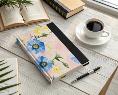 Seamless Grandmillenial Blue Yellow Flowers Pattern Digital