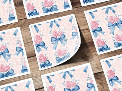 Seamless Grandmillenial Floral Bow Pattern Decoration Digital
