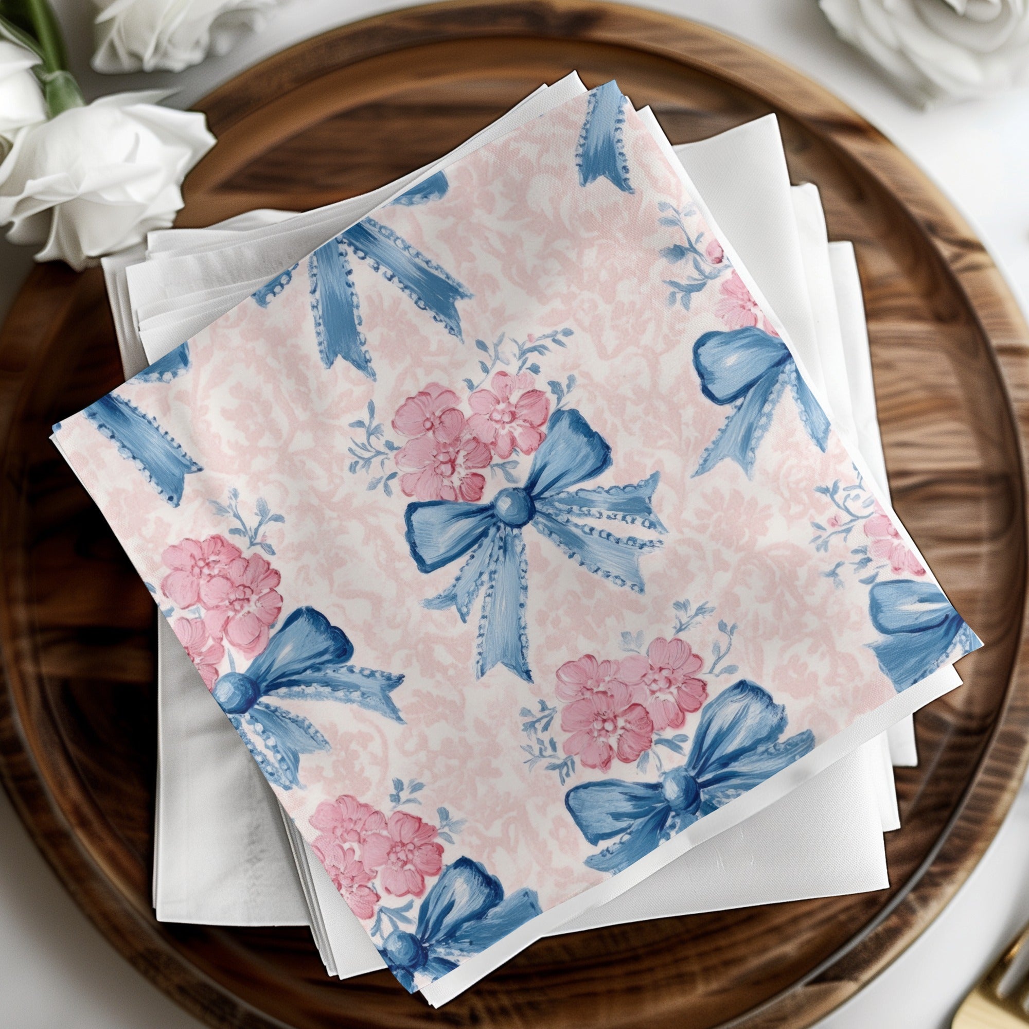 Seamless Grandmillenial Floral Bow Pattern Decoration Digital