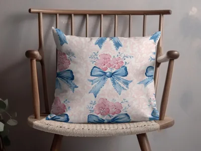 Seamless Grandmillenial Floral Bow Pattern Decoration Digital