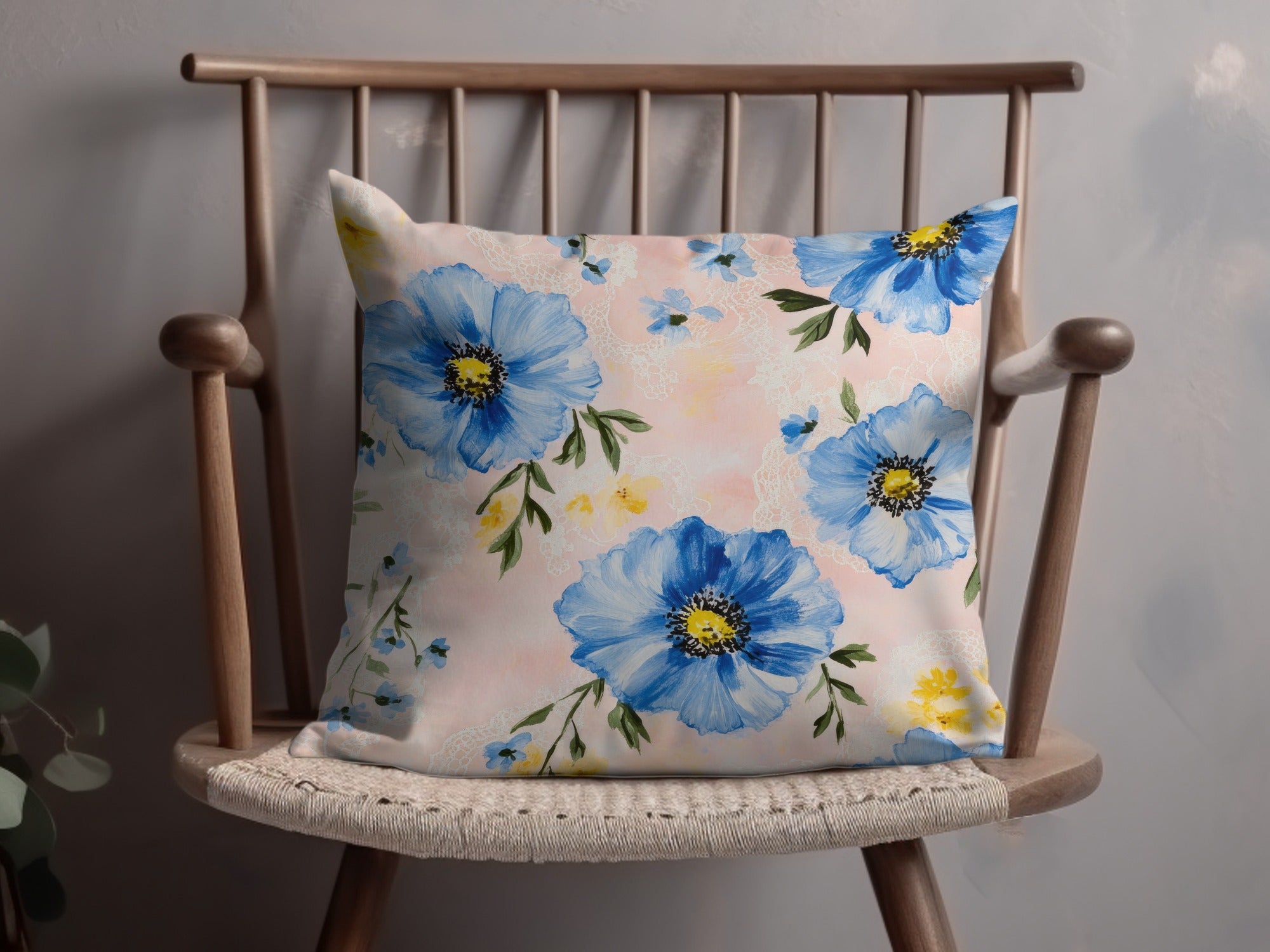 Seamless Grandmillenial Floral Pattern with Lace Digital