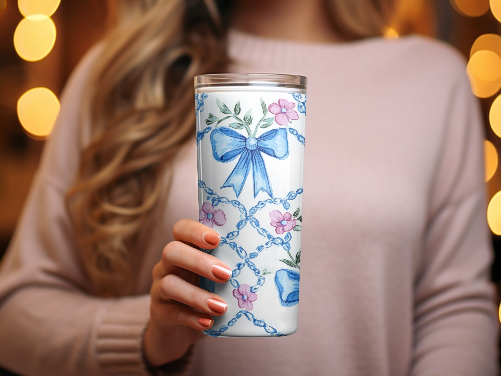 Seamless Grandmillenial Trellis Bow and Flower Digital