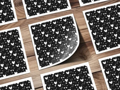 Seamless Heart Pattern Digital Paper, Black and White Hearts Background, Valentine's Day Texture, 12x12 inches JPEG Files