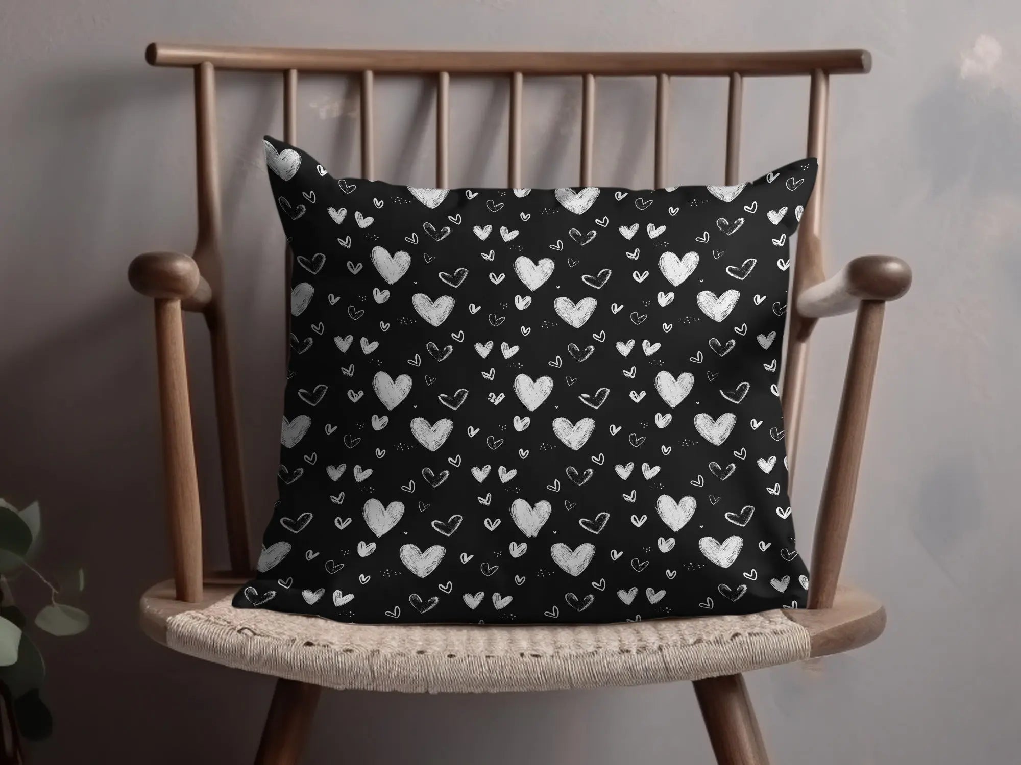 Seamless Heart Pattern Digital Paper, Black and White Hearts Background, Valentine's Day Texture, 12x12 inches JPEG Files