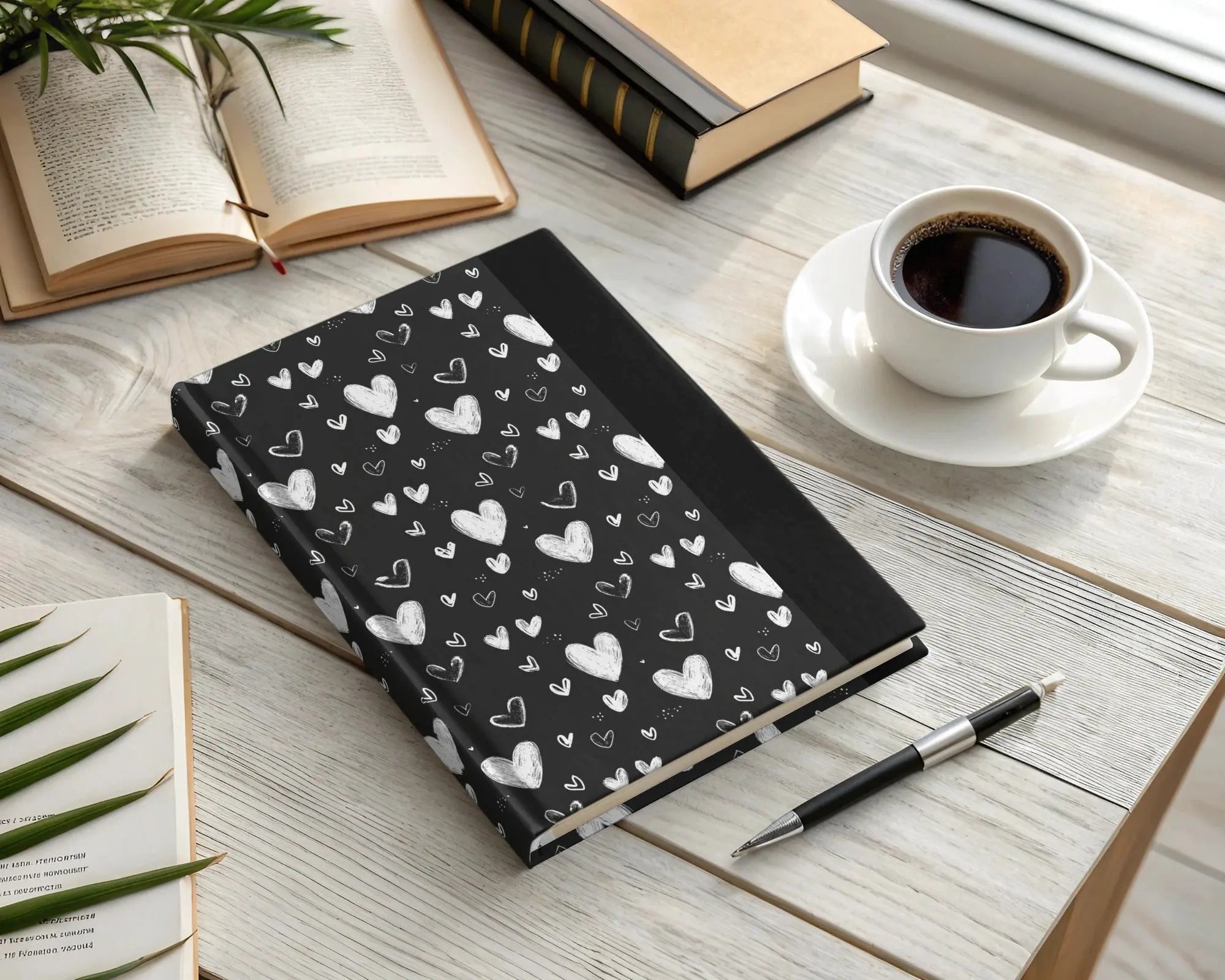 Seamless Heart Pattern Digital Paper, Black and White Hearts Background, Valentine's Day Texture, 12x12 inches JPEG Files