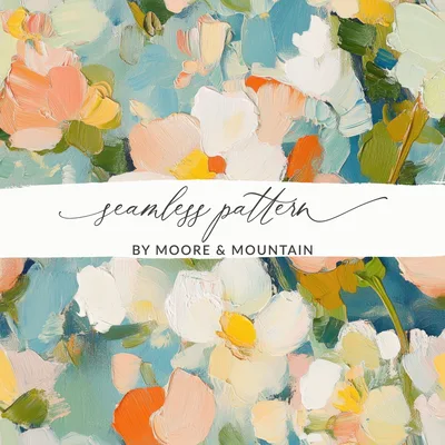 Seamless Impressionistic Blooming Floral Fine Art Pattern