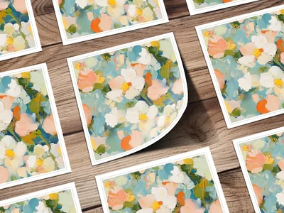 Seamless Impressionistic Blooming Floral Fine Art Pattern