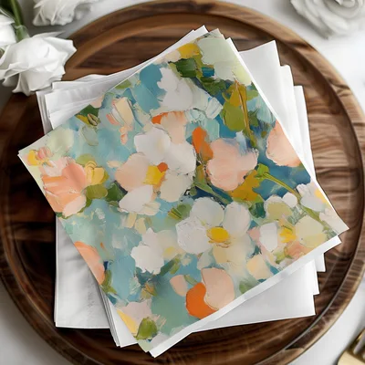 Seamless Impressionistic Blooming Floral Fine Art Pattern