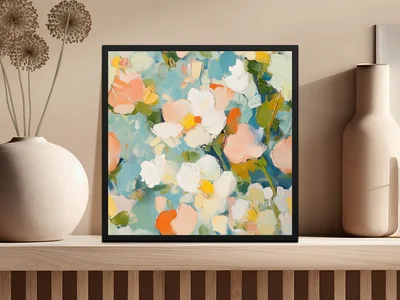 Seamless Impressionistic Blooming Floral Fine Art Pattern