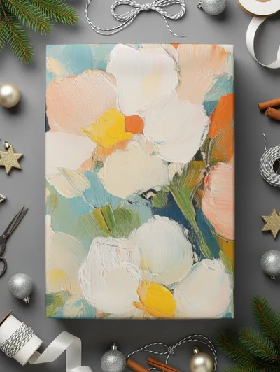 Seamless Impressionistic Blooming Floral Fine Art Pattern